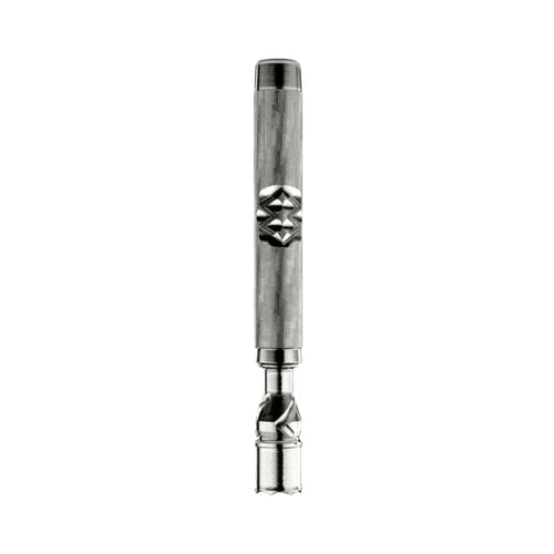 Steel-colored DynaVap M7 portable vaporizer, with a condenser cap, ensuring efficient cooling and vapor retention in compact dry herb devices.