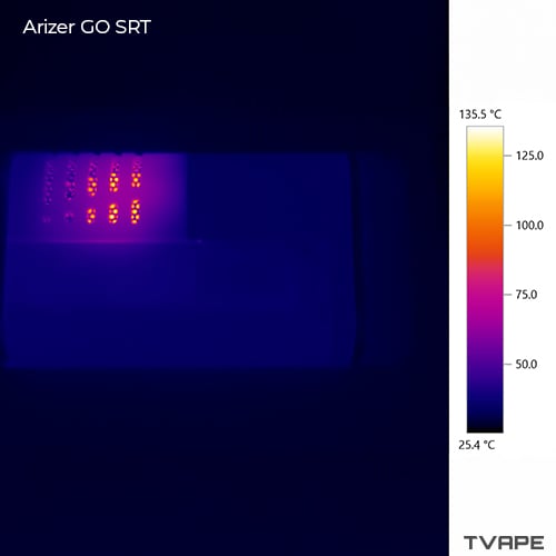 Thermal camera view of Arizer GO SRT temperature during a session.