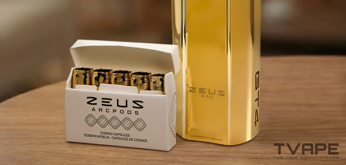Zeus Arc GT4 Gold Edition along with concentrate pods