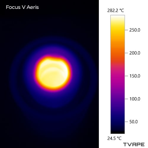 Focus V Aeris dab pen - a thermal image of the heating chamber at around 270-280 degrees Celsius