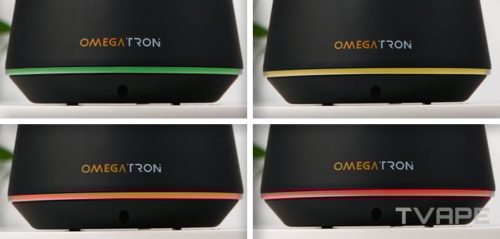 A close-up photo of the LED indicator that is showing different voltage settings on the Tronian Omegatron vapor cup