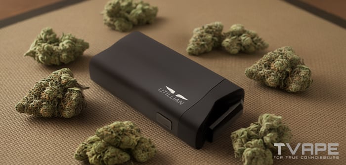 Utillian 723 vaporizer alongside various weed strains