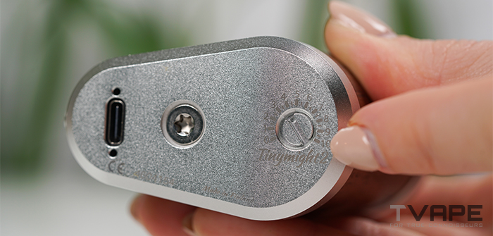 Bottom of the Tinymight 2 convection vape showing temperature dial