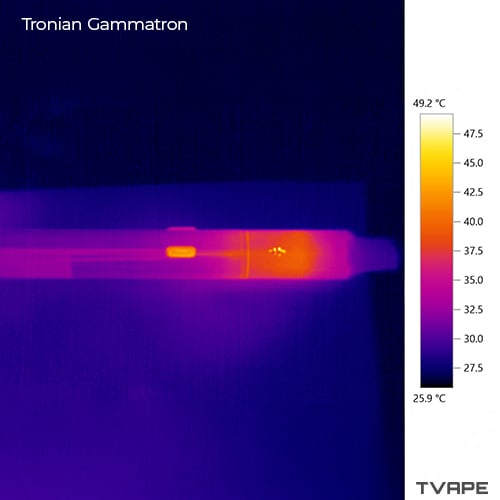 Tronian Gammatron concentrate vaporizer - a thermal image of the body of the vaporizer after the full session.