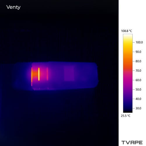 Thermal camera view of Venty temperature during a session.