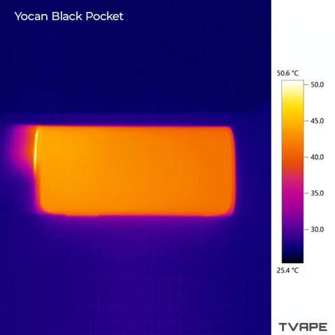 Yocan Black Pocket wax pen - a thermal image of the concentrate vaporizer after a session at a maximum temperature.