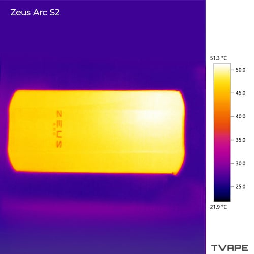 Thermal camera view of Zeus Arc S2 temperature during a session.
