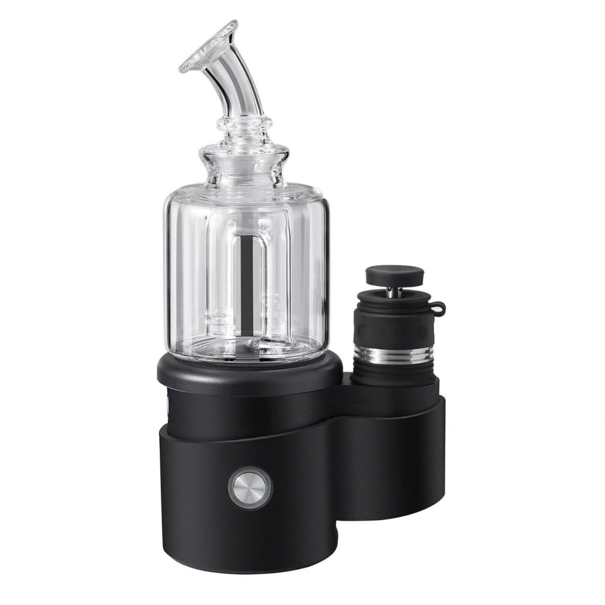 E-rig Crossing Core XL avec base noire, bulleur en verre transparent et atomiseur surmonté du carb cap