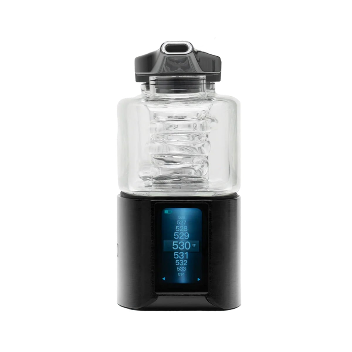 E-rig DaVinci EQ Electric Quartz avec bulleur Jacuzzi en verre et écran tactile affichant la température réglée