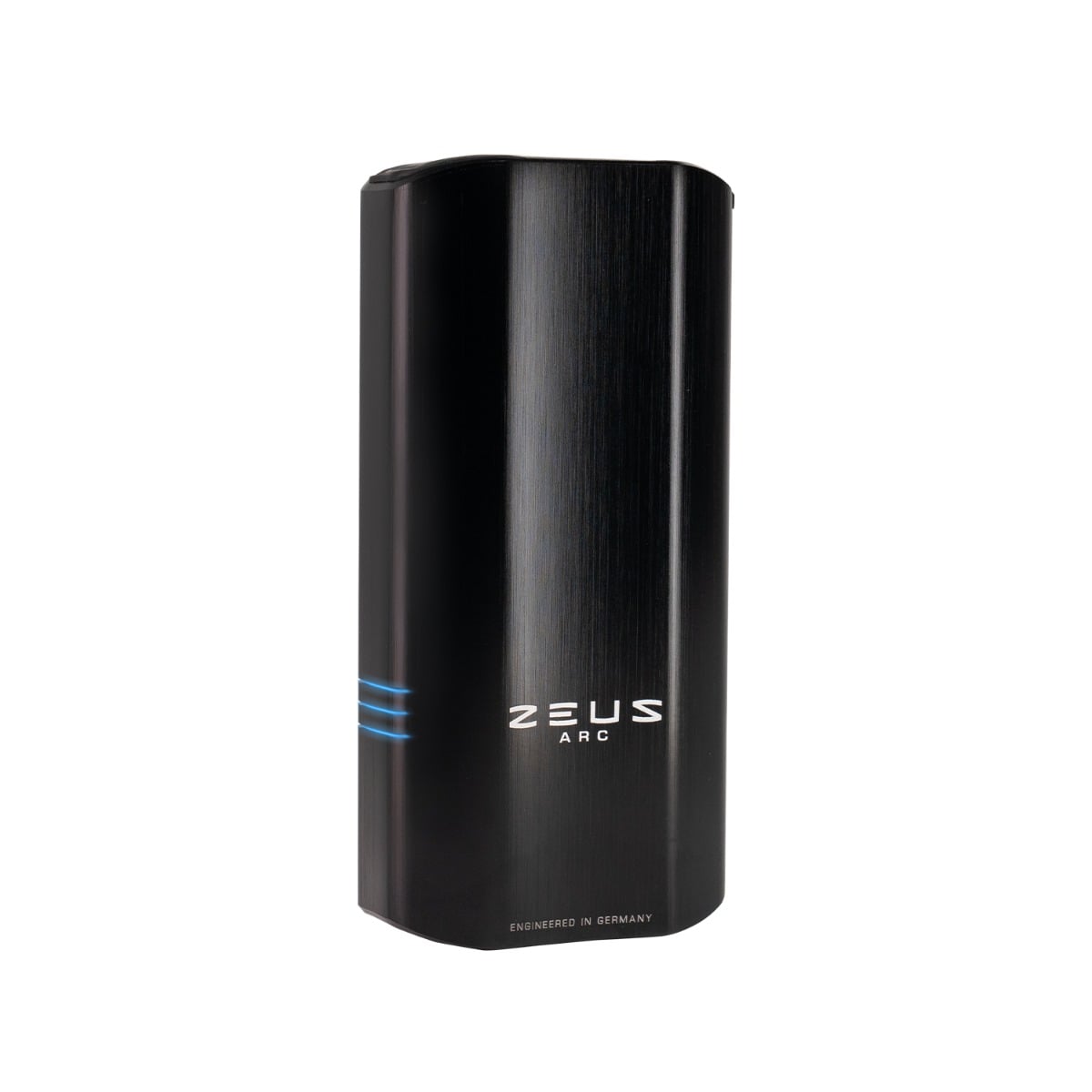 Vaporisateur portable Black Zeus Arc S2 vu de côté - design compact avec recharge USB-C et retour haptique pour herbes et concentrés