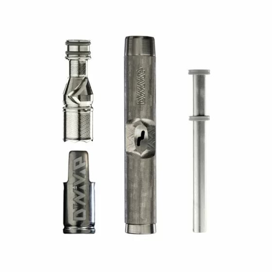 Close-up of steel-colored DynaVap M7 titanium tip for dry herb vaporizer