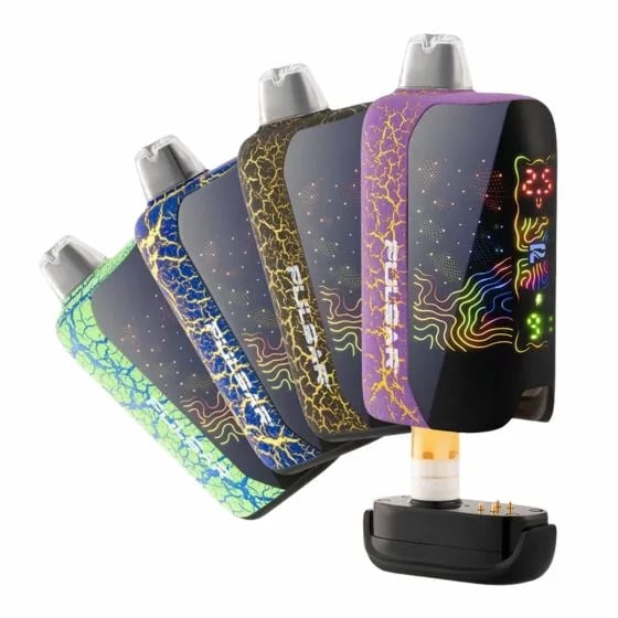 Pulsar 510 DL 6.0 510 thread battery in multiple colors showing magnetic connector and concealed cartridge design.