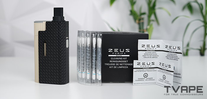 Limelight Frolic dry herb vaporizer with Zeus Purify cleaning kit including cotton swabs and cleaning wipes