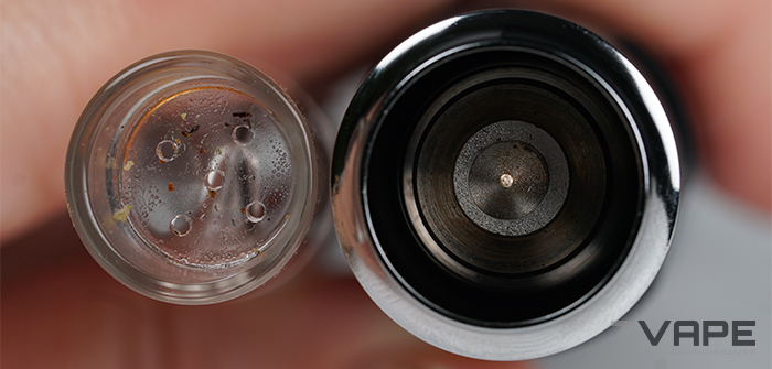 Linx Saber Dry herb Vaporizer heating chamber in macro view