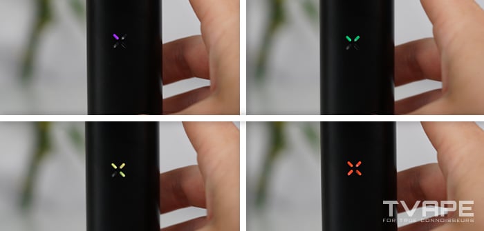 Pax 4 vaporizer - a close-up of the Pax petals that show the current temperature setting