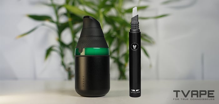 Le stylo à dab Puffco Proxy Core Kit est présenté ici avec l'Utillian Hot Wax Axe, un outil chauffant permettant de charger efficacement les concentrés