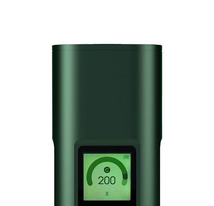 Arizer Solo 3 Portable vaporizer with (green color) and digital display set to 200°C, precise temperature control