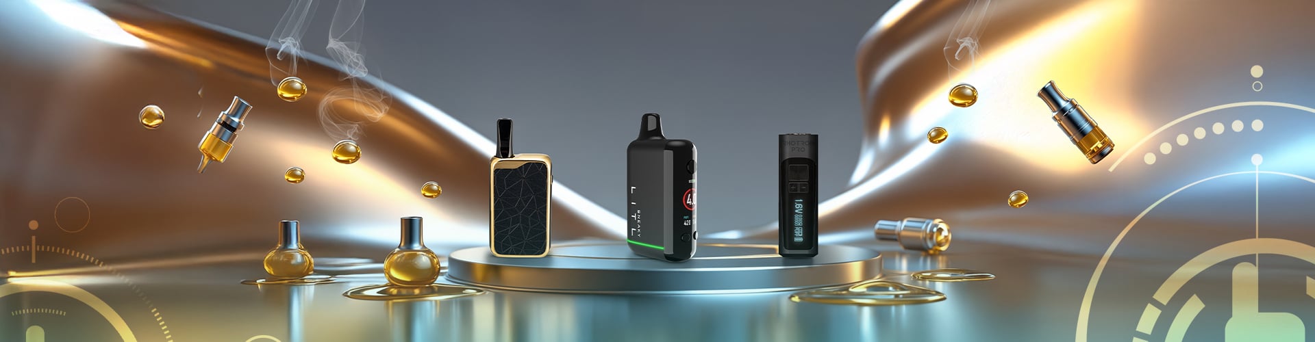 Gros plan sur 3 batteries 510 premium - En vedette dans la bannière catégorie batteries 510.