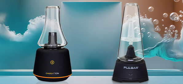 Selection of premium vapor cups for smooth concentrate and drink vaporization, featuring Pulsar Sipper, Tronian Omegatron, Hidr8 Ola, and Zenco Duo