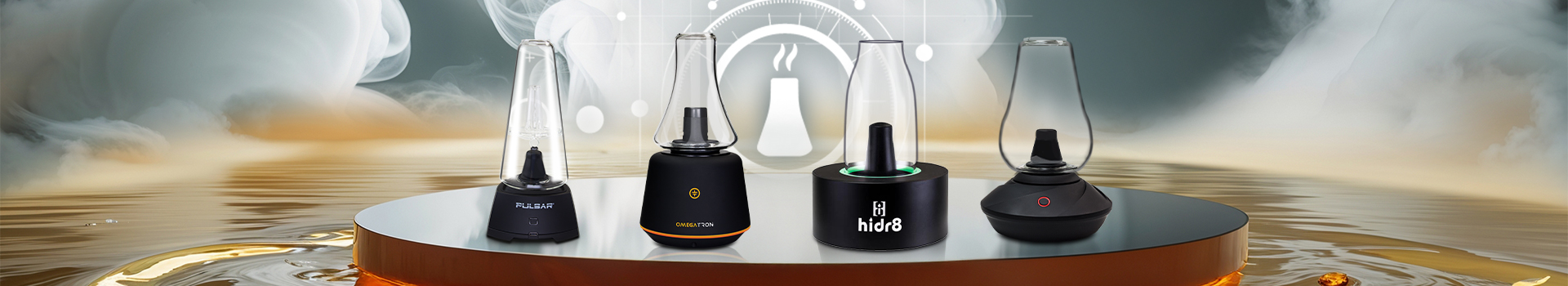 Selection of premium vapor cups for smooth concentrate and drink vaporization, featuring Pulsar Sipper, Tronian Omegatron, Hidr8 Ola, and Zenco Duo