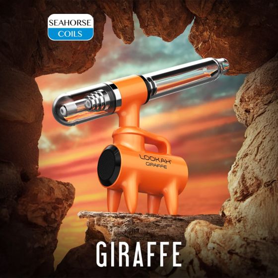 Lookah Giraffe in orange on a rock