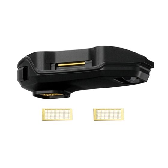 Zeus Arc GT4 black mouthpiece with gold contact points and two included GT Heat Sink Screens.