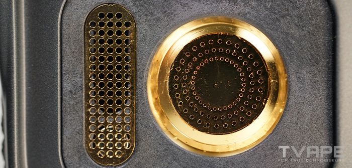 AirVape Legacy Pro 2 dry herb vaporizer - a close-up photo of the 24K Gold-Plated Chamber