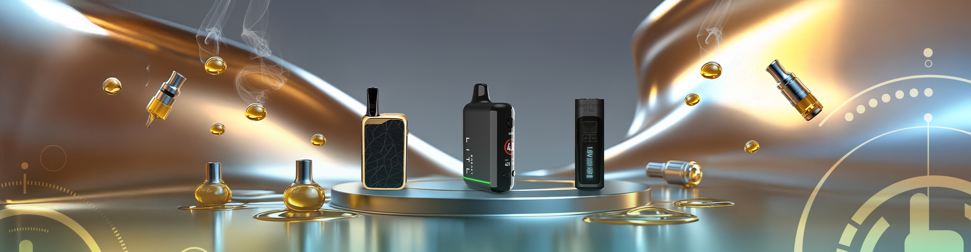 Close-Up of 3 Premium 510 Batteries - Featured in 510 Thread Battery Category Banner